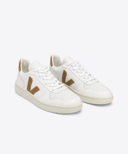 Veja V-10 Leather Extra White Camel Sneakers Man