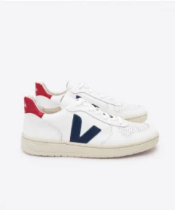 Veja Extra White and Nautico Pekin Leather V10 Sneakers